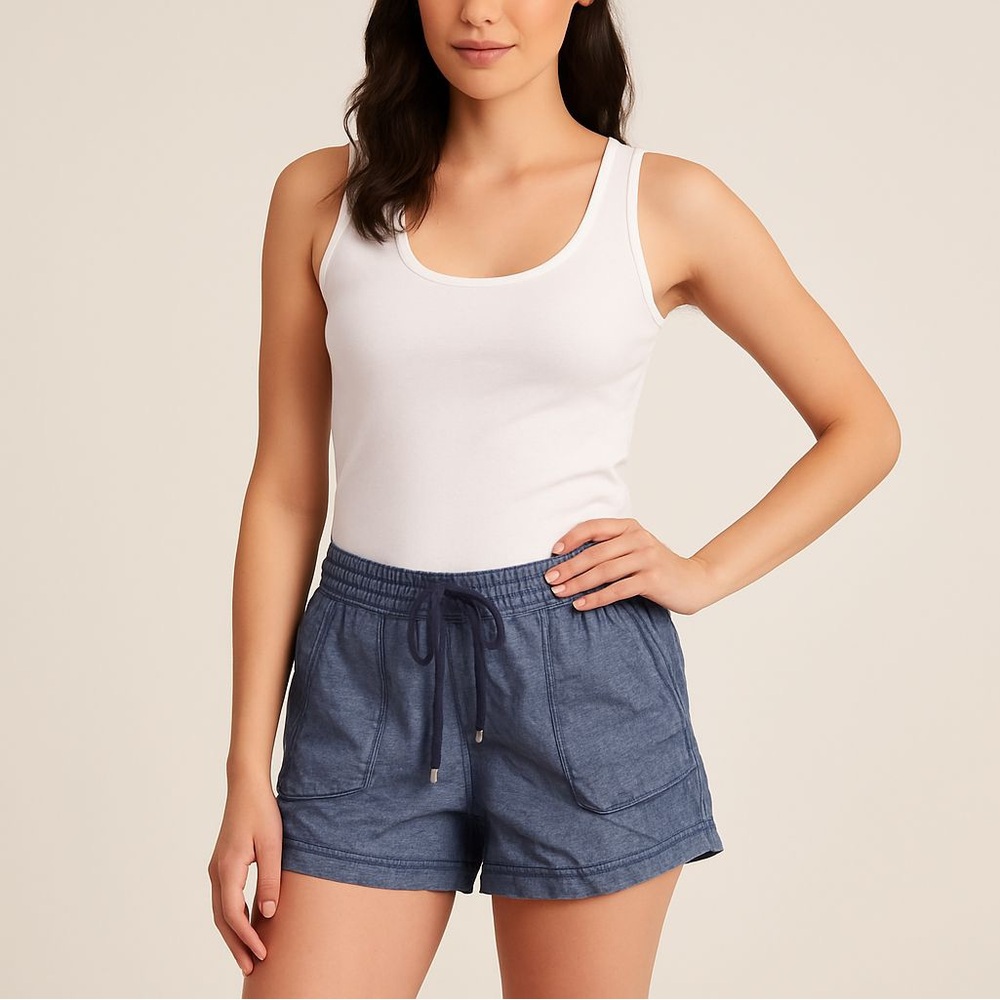 Time and Tru Lounge Shorts - Size S (4-6) - Soft Blue with Drawstring